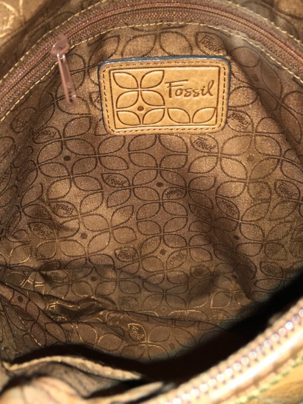 Vintage Fossil Tan/ Brown Leather Crossbody Bag - Picture 7 of 7